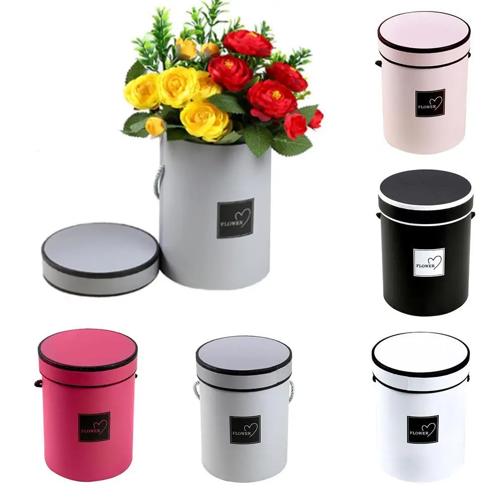 Handheld Flowers Bouquet Paper Packing Box Case with Lid Hug Bucket