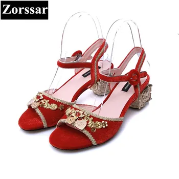 

{Zorssar} 2018 Fashion summer Womens shoes Open Toe High heels Sandals Women Wedding Shoes big size 34-43
