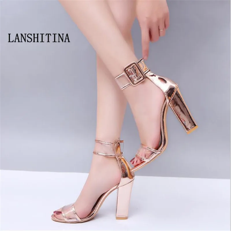

Super High Shoes Women Pumps Sexy Clear Transparent Strap Buckle Summer Women Sandals High Heels Shoes Women Party Shoes