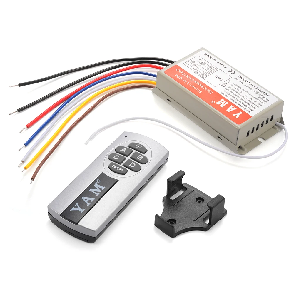 YAM 4CH 220V ON/OFF Light Digital Wireless Remote Control Switch