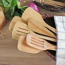 Solid Wood Turner for Non-stick Pan Long Handle Food Shovel Cooking Shovel Spatula Slice Natural Wood Kitchen Cooking Tools
