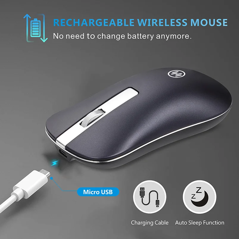 Беспроводная Bluetooth мышь, беспроводная перезаряжаемая мышь, компьютерная эргономичная мышь, бесшумная мини-мышь Mause, 2,4 ГГц, USB мышь для ноутбука