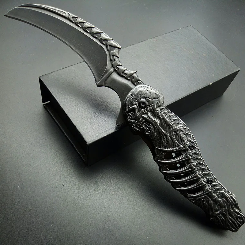 Костяшки череп нож Stonewash 7CR13 karambits Складной нож Тактический складной нож коготь ножи хорошее качество