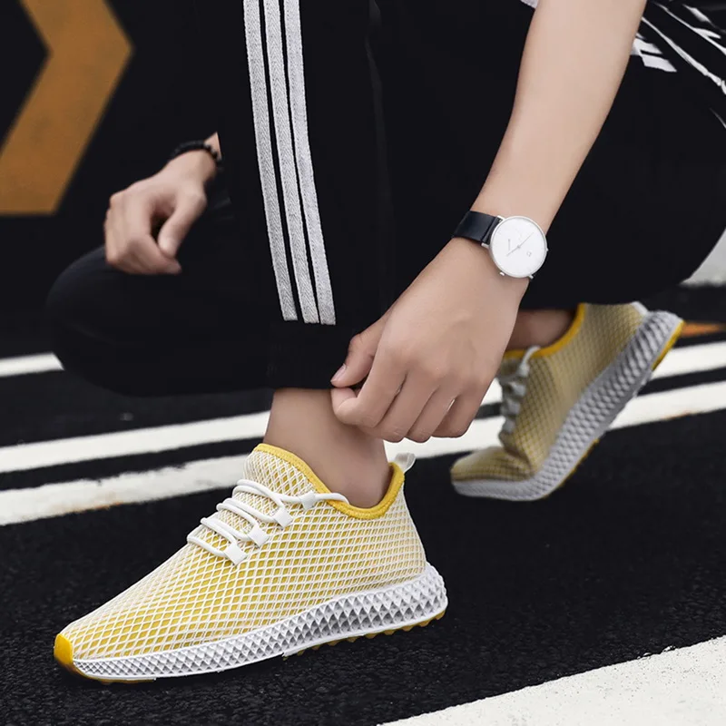 

HEFLASHOR Men Vulcanized Shoes Summer Sneakers Breathable Casual Shoes Mesh Flats Shoe Outdoor Shoes 2019 New