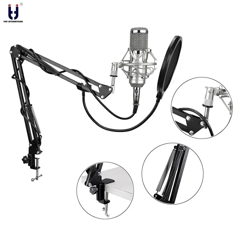 

Ituf BM-800 Studio Broadcasting Recording Condenser Microphone NW35 Adjustable Suspension Scissor Arm Stand Mounting Clamp Kit