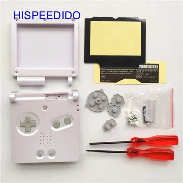 Hispeedido полный набор Корпус крышка repairt Запчасти для Nintendo GBA SP чехол для Gameboy Advance SP В виде ракушки Отвёртки пуговицы - Цвет: Белый