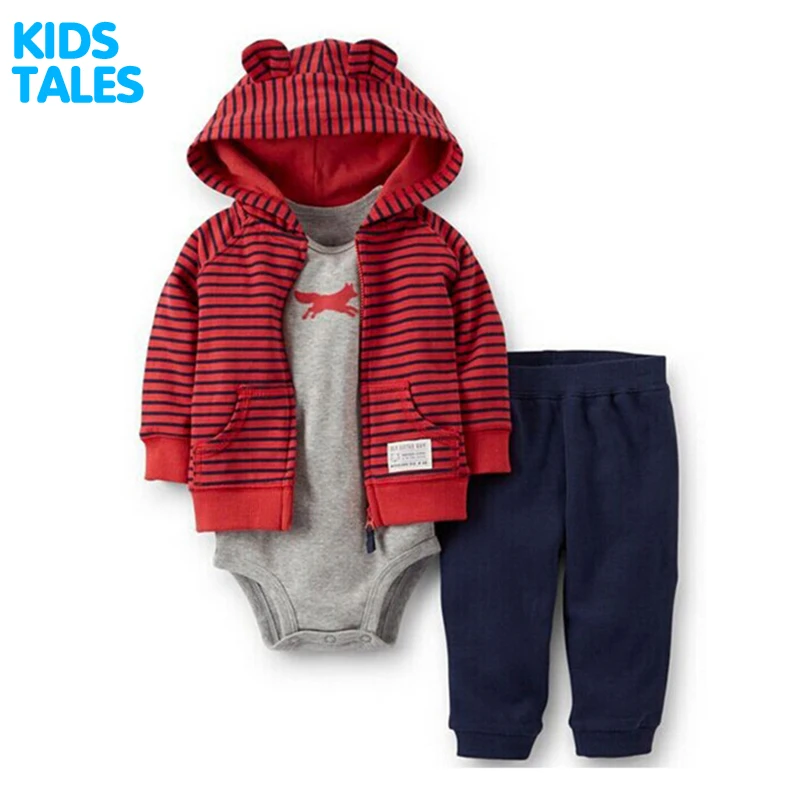 

New 2017 Spring Baby Boys Clothes Sets Fashion Cotton Coat+ T-shirt + Trousers 3pcs Newborn Baby Boys Clothing Sets