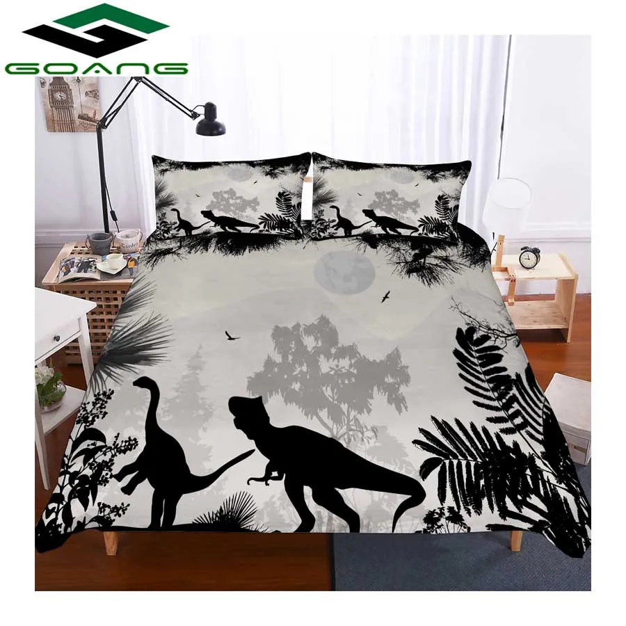 GOANG full size bedding sets luxury home textiles 3d Digital printing mini dinosaur 3pcs boys bedding set microfiber - Цвет: Синий