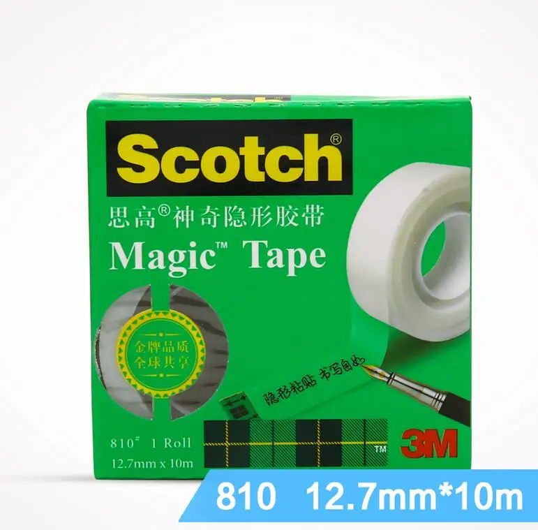 Скотч 3 м 810 лента-липучка «Magic tape» невидимая лента клейкая студент Stationery1.27/19 мм* 10 м/33 M - Цвет: 1 27 X 10M