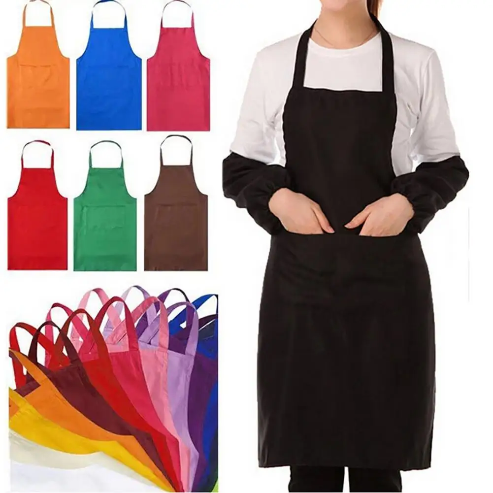 Solid Color Back Self Tie Kitchen Restaurant Cooking Bib Apron with