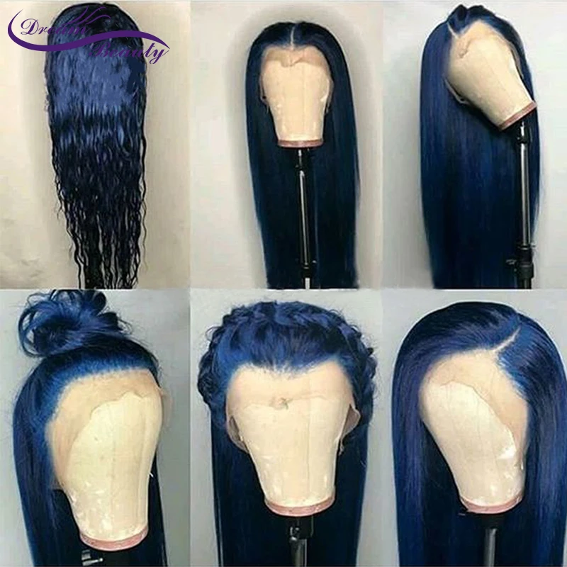 Glueless omber синий парик 150% плотность полный Синтетические волосы на кружеве человеческих волос парики Волосы remy бразильский прямой парик с