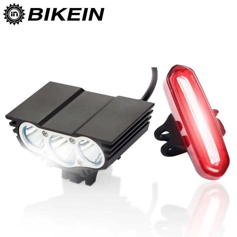 BIKEIN MTB велосипед светодиодный фонарь+ Задняя лампа USB Перезаряжаемый руль передние фары с батарейным пакетом аксессуары для шоссейных велосипедов