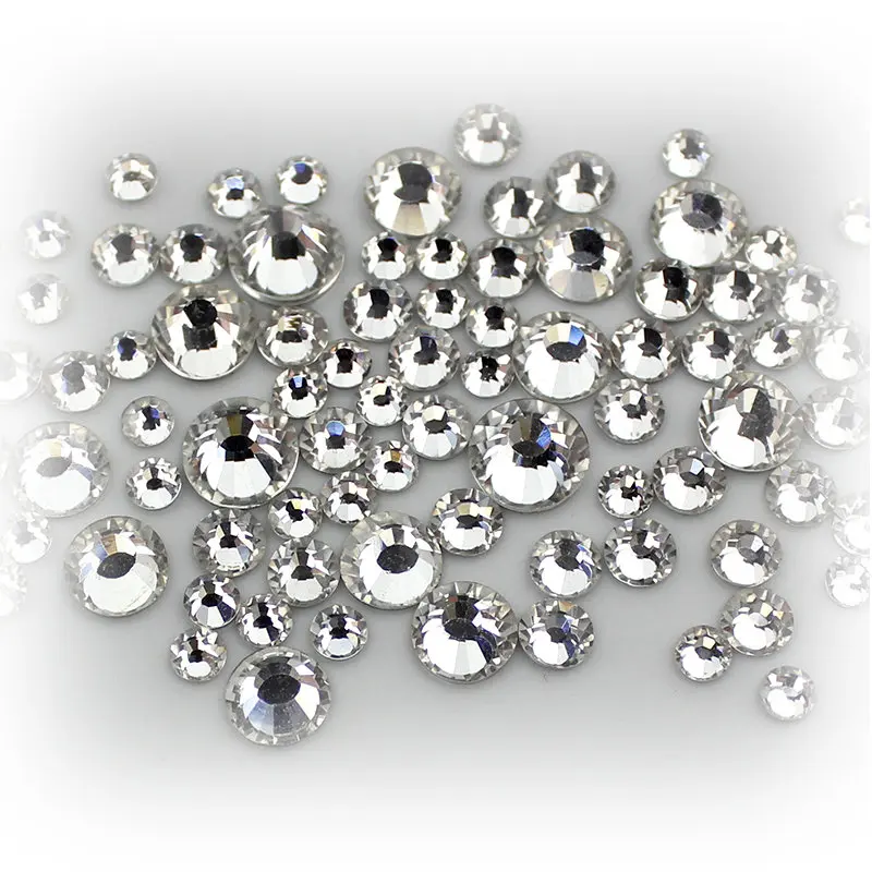 Promotion!Top quality SS3-SS40 Clear Crystal White 3D Nail Art Decoration rhinestones Silver Flatback Rhinestones Glitter Gems