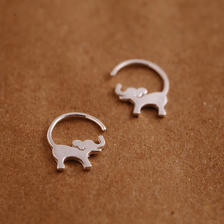 Серьги гвоздики Слоник женские из стерлингового серебра 925 пробы|earrings girl|elephant