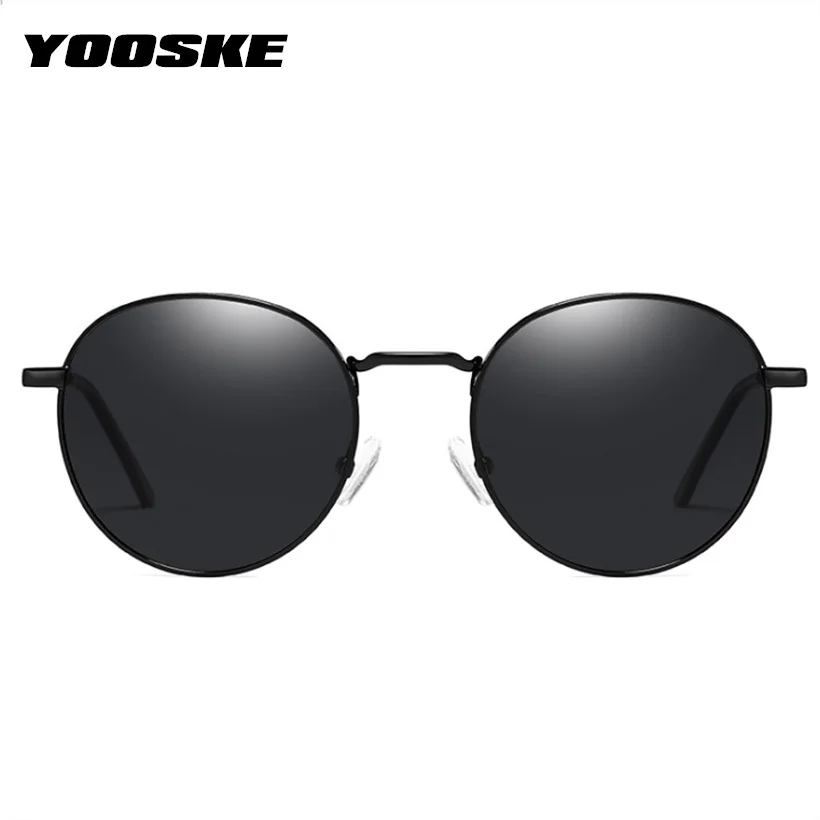 YOOSKE брендовые круглые солнцезащитные очки, мужские поляризованные очки для вождения, солнцезащитные очки в стиле ретро, женские черные очки UV400