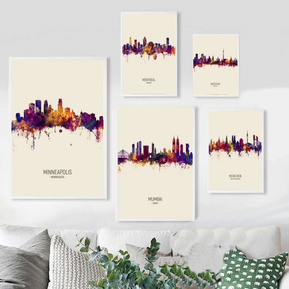 

Minneapolis Montreal Moscow Mumbai Munich City Building Landscape Skyline Art Canvas Prints Pictures Modern Paintings