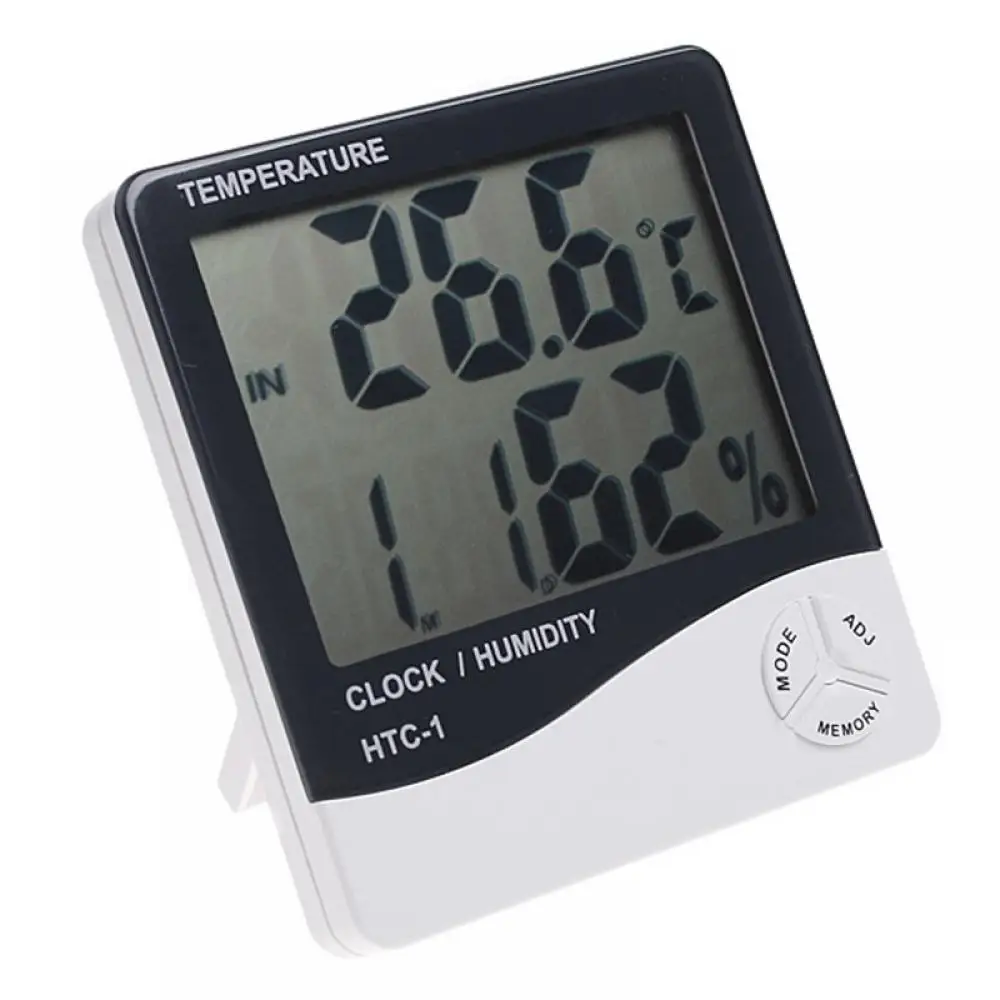 Цифровой Термогигрометр с ЖК-дисплеем, измеритель температуры и влажности, термометр с часами, Метеостанция для дома и улицы
