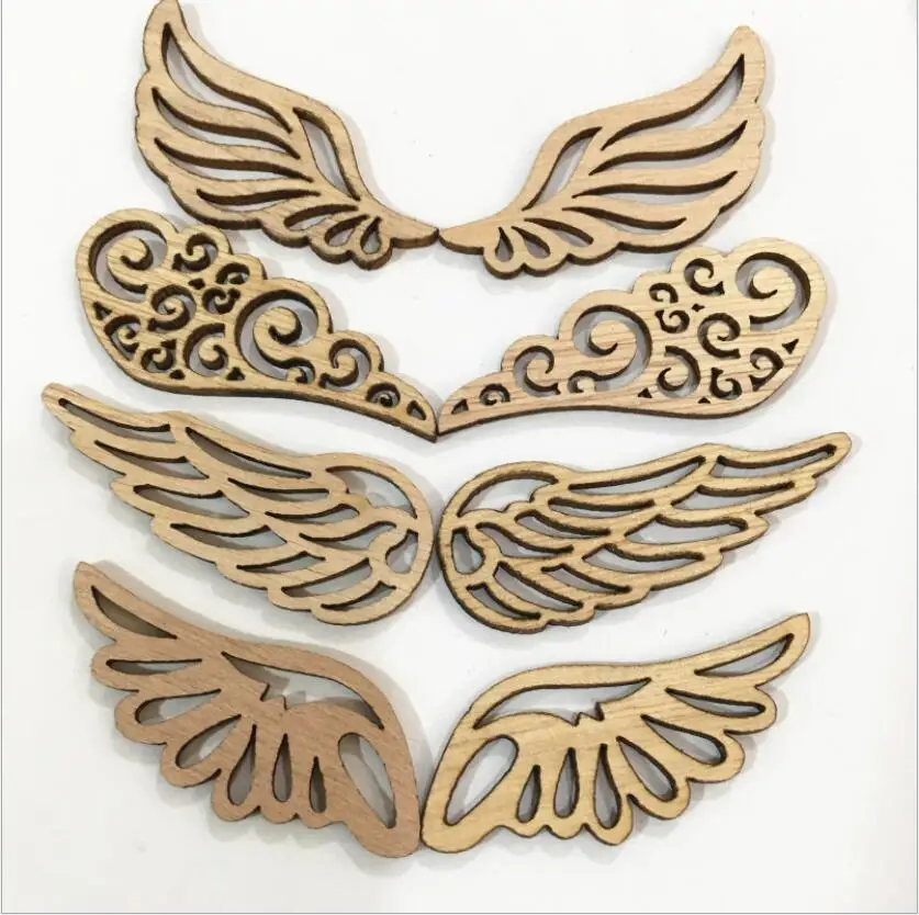 

50pcs long 6CM wide 2.5CM angel wings wood color wood chips children's collage materials creative models