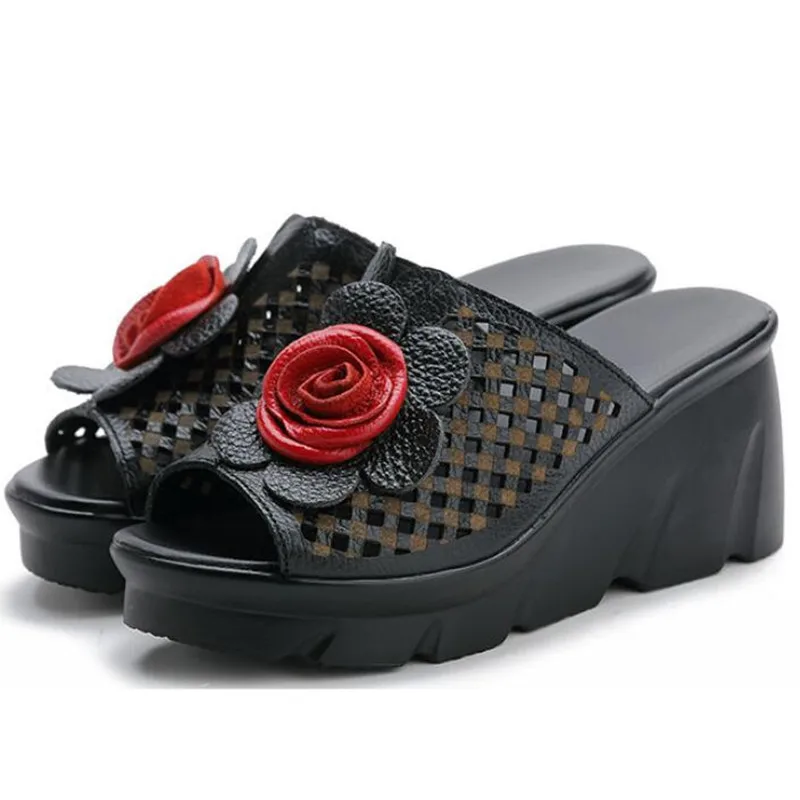 Новинка 2019 года; Летние Тапочки ручной работы из воловьей кожи с цветочным узором; элегантные модные сандалии; женская обувь; шлепанцы на вы... Новинка 2019 года; Летние Тапочки ручной работы из воловьей кожи с цветочным узором; элегантные модные сандалии; женская обувь; шлепанцы на вы...