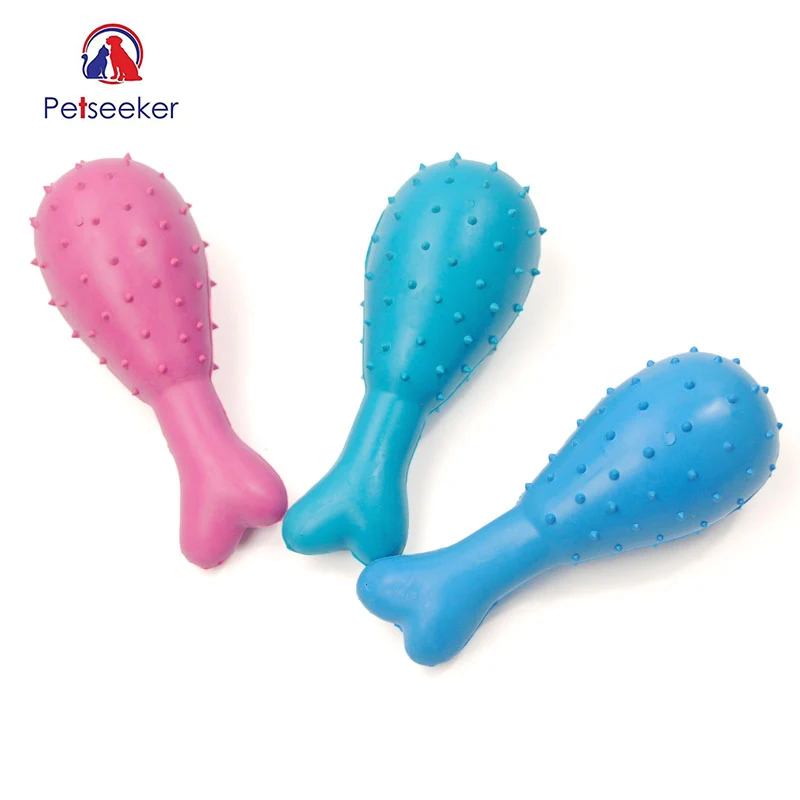 Petseeker Safety non toxic Natural Rubber Chicken Leg Drumstick Chewing Toys for pets Dogs Dog