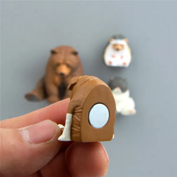 Cute Lazy Sitting Pets Animals Bear Cat Dog Hedgehog Lifelike pvc toys fridge magnets - 11
