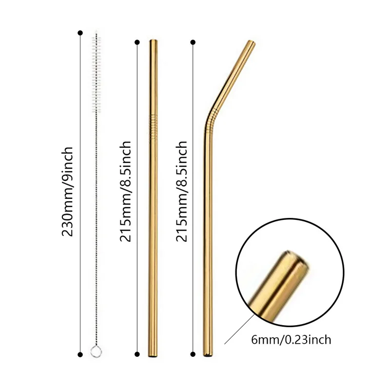 IVYSHION 1 Набор многоразовые питьевые соломы из нержавеющей стали для бара Металлические питьевые соломинки с чистящей щеткой для дома Вечерние - Цвет: 3pcs Q
