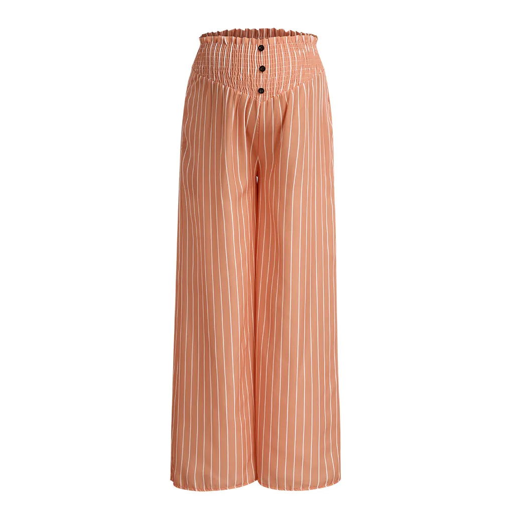 

Maternity Pant 2019 Women Pregnancy Wide Leg Pant Pregnant Lady Tight Height Waist Elastic Stripe Trousers