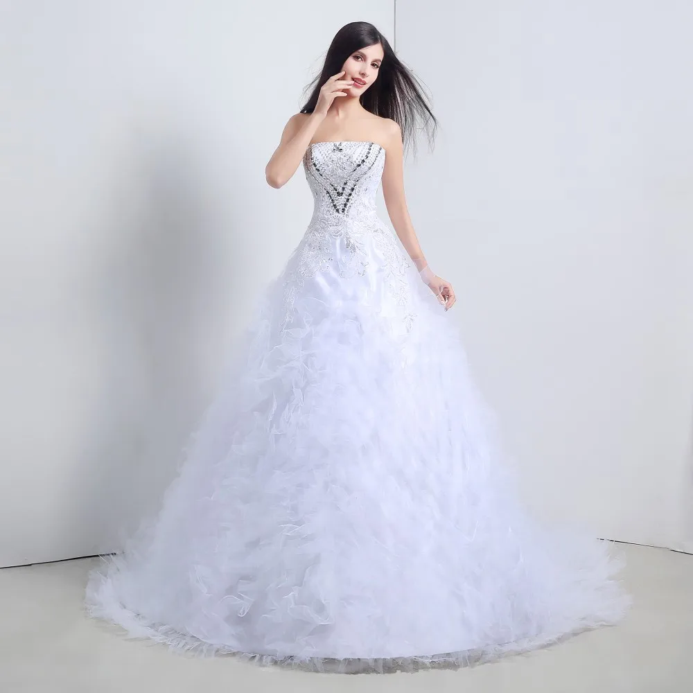 Vestido де noiva Новый Роскошный Королевский Свадебное Платье 2017 Без Бретелек Собора