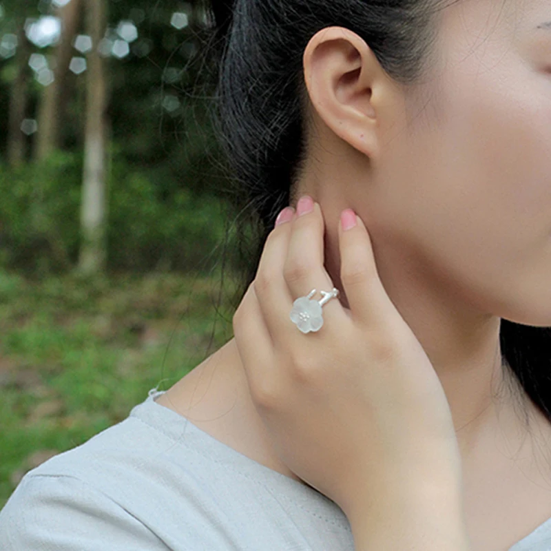 

Lotus Fun Real 925 Sterling Silver Handmade Fine Jewelry Flower in the Rain Jewelry Set with Ring Drop Earring Pendant Necklace