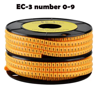 

500PCS one yellow roll for mix number Free shipping EC-3 Cable Wire Marker Number 0 to 9 For Cable Size 6sqmm PVC material