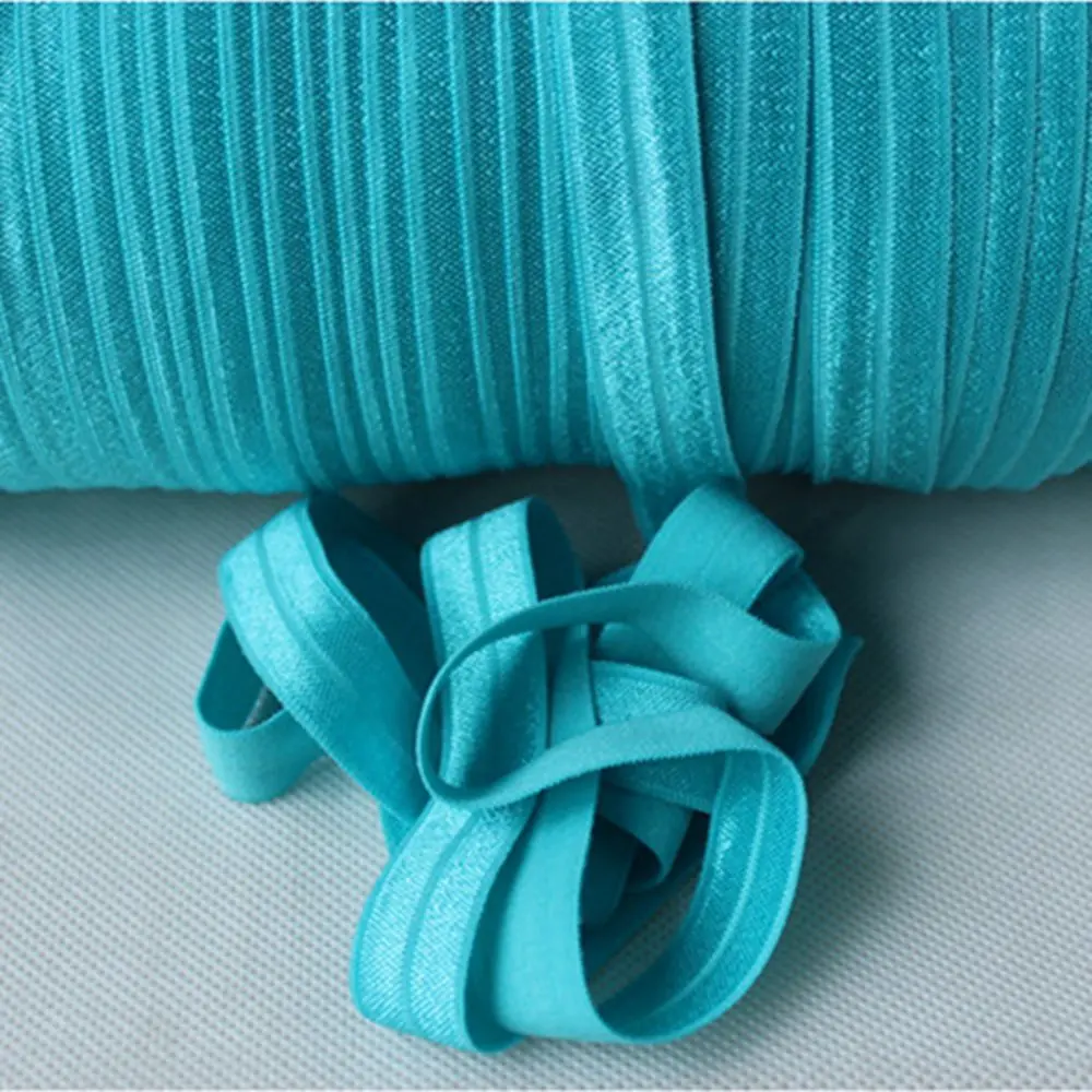 

T.R RIBBON #343 tornado blue 5/8" FOE elastic, solid Fold Over Elastic FOE for Headbands 50yards and 100yards a lot