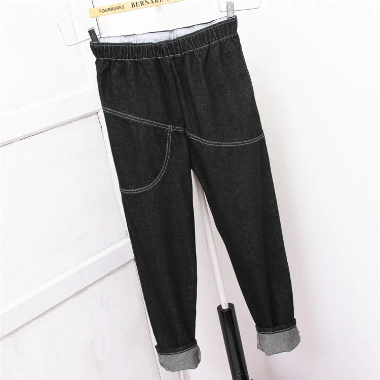 Plus Size Jeans Women New Design Elstic Waist Cowboy Nine Cent Denim Pants Girls Student Boyfriend Loose Jeans for Mom 4 Seasons Plus Size Jeans Women New Design Elstic Waist Cowboy Nine Cent Denim Pants Girls Student Boyfriend Loose Jeans for Mom 4 Seasons