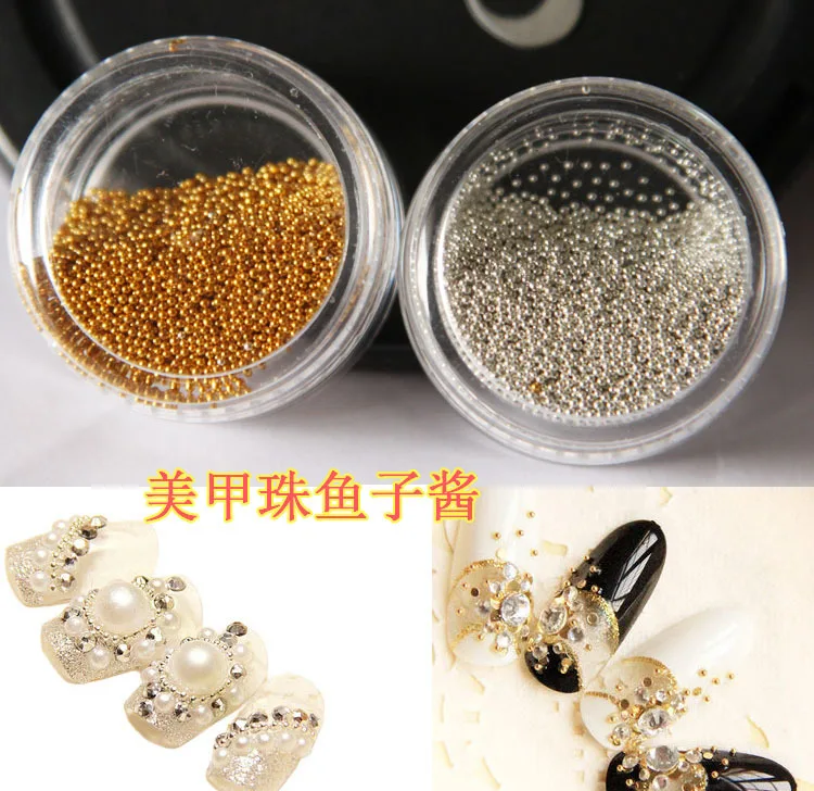 wheel Tiny Circle Bead Decoration Silver Gold 3D Nail Art Caviar