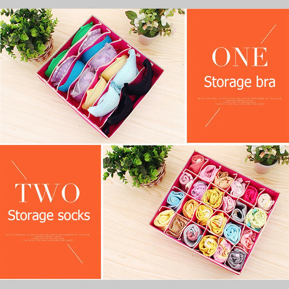 4Pcs Foldable Storage Boxes Underwear Divider Drawer Lidded Closet Organizer Interior Organizador For Ties Socks Shorts Bra J16