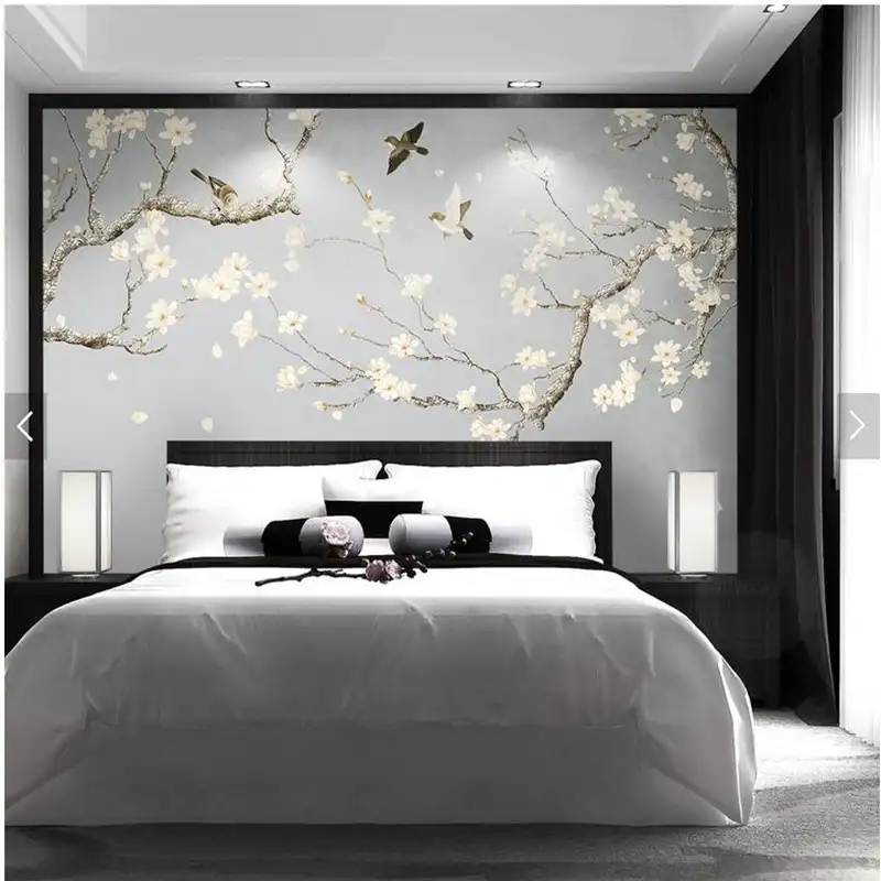 Papel Pintado Chino Personalizado Flores De Magnolia Pintadas A