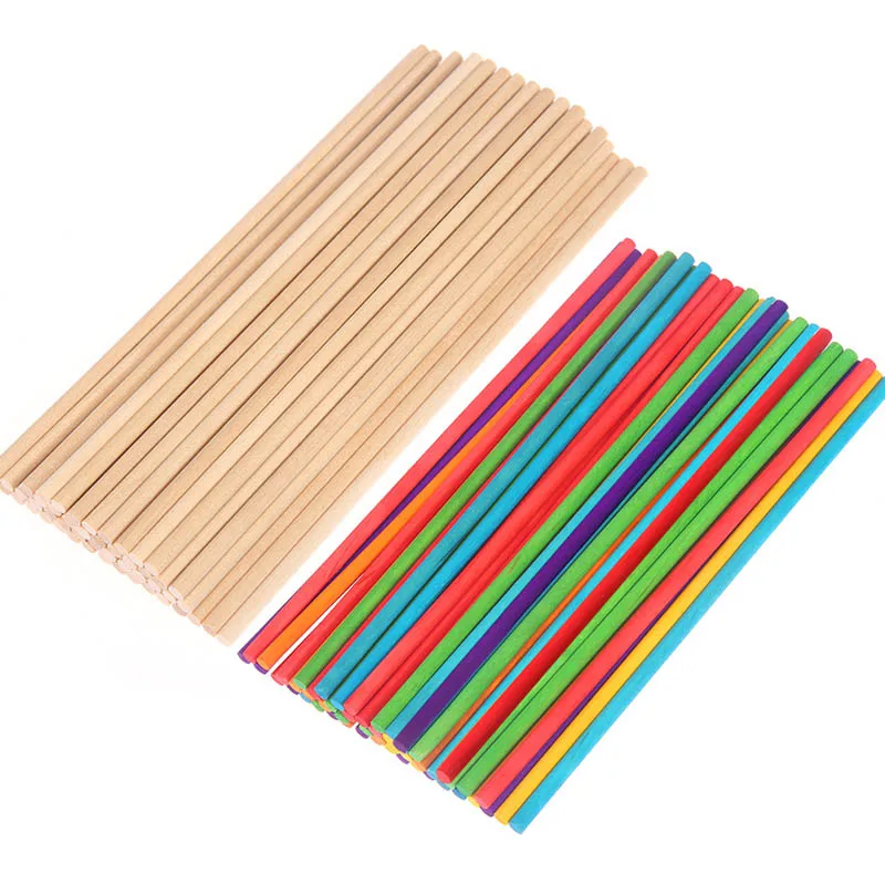 

50Pcs Handmade Accessories Ice Cream Sticks Portable Popsicle Stick Natural Wood DIY Hand Crafts Ice-lolly Sticks Multicolor