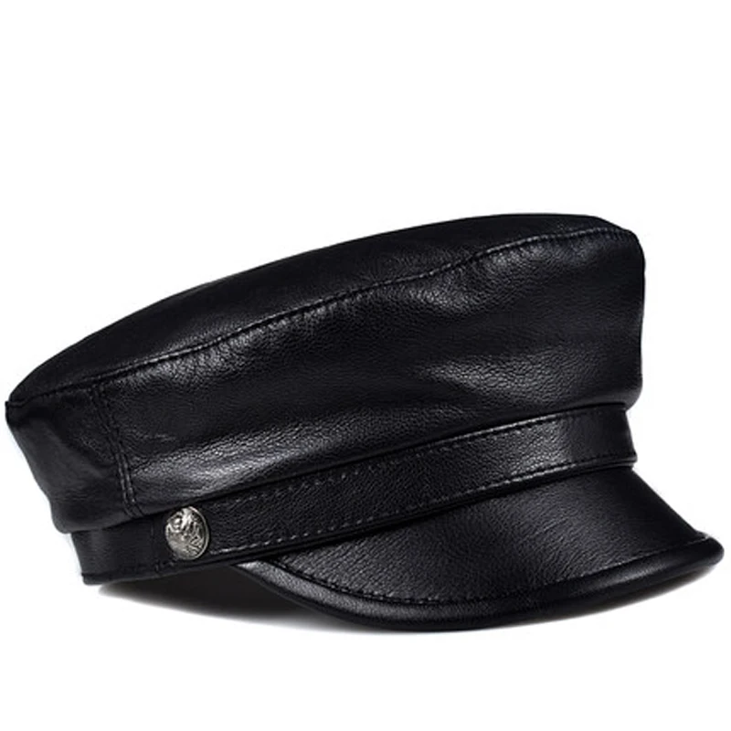 Унисекс Европейский/американский алый досуг натуральная кожа мотоциклетная плоская кепка s для мужчин/женщин красный/черный военные шапки Студенческая Кепка