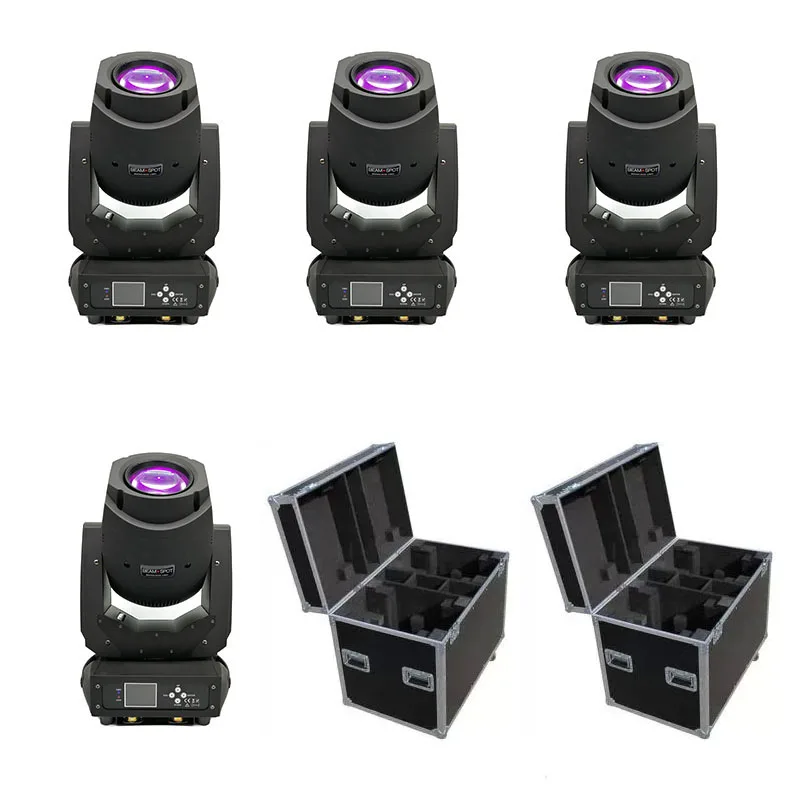 

4pcs/lot with 2 flightcase Newest LED 200W Moving Head Beam Spot Wash 3 in 1 Light Party Light DJ stage lights 3-facet Prism