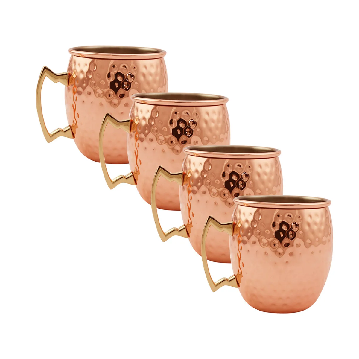 19 oz Stainless Steel Cups Set of 2 Hammered Moscow Mule Mug Rose Gold Hammered-type