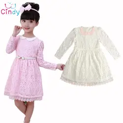Детская одежда на свадьбу платье принцессы кружевное розовое платье с поясом и цветочками одежда для детей 2–7 лет