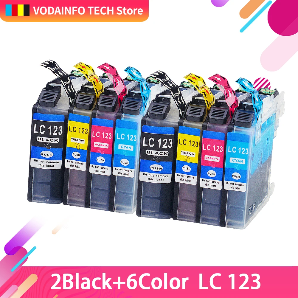 2bk + 6cl чернильный картридж для brother LC121 LC123 LC125 LC127 LC129 DCP J132W/J152W J172 J552 J752 J4110 J6520