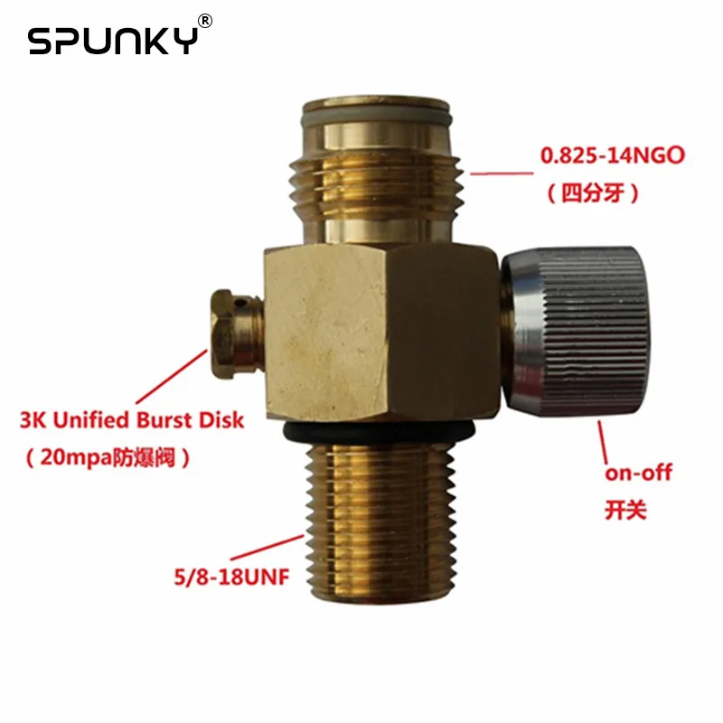 

Paintball CO2 Tank Valve with On/Off Thread 5/8-18UNF with or without 3000psi Gauge