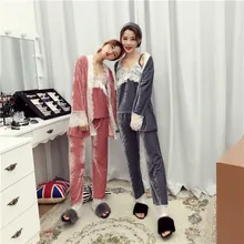 Цветочная Пижама с вышивкой наборы сексуальные ночные рубашки для женщин Новое поступление Роскошные пижамы M L XL