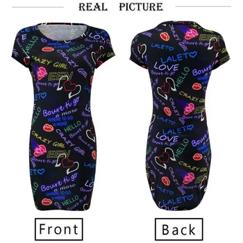 

2019 Fashion Women Irregular Dress Round Neck Short Sleeve Stretch Bag Hip Sexy Dress