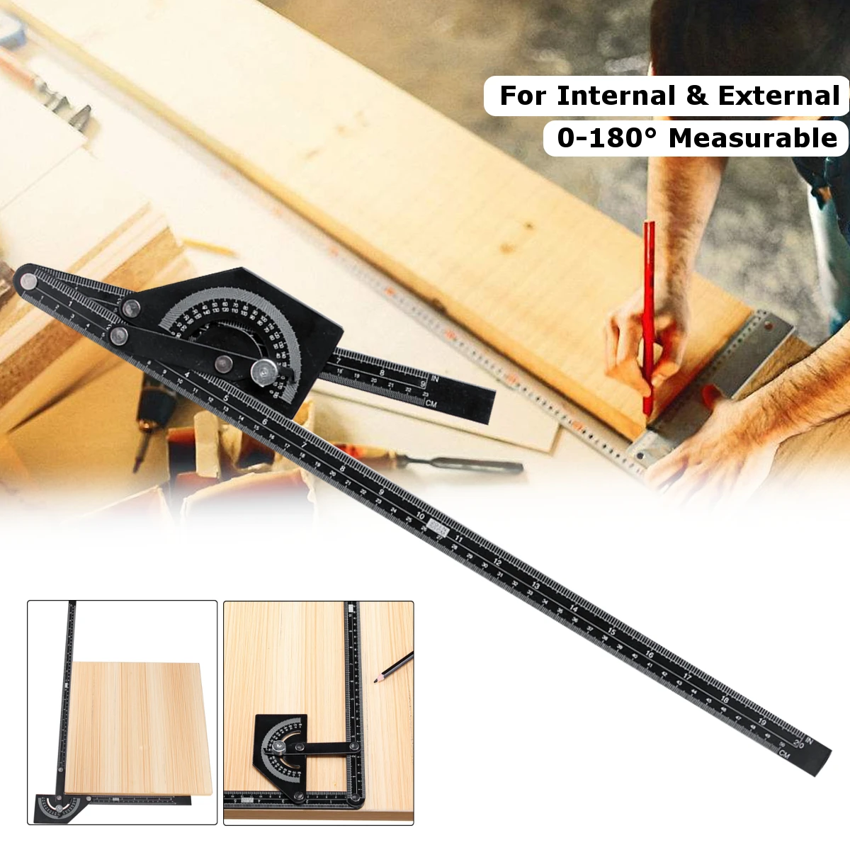

0-180 Degree Marking Gauge Angle Flexibility Protractor Ruler Finder Measuring Metal Woodworking Tool Stretching Folding