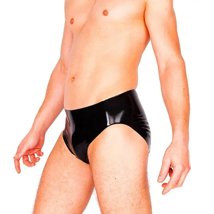 

Natural Latex Fashion Men's Mould Black / Red Latex Fetish Briefs Underpants Unique