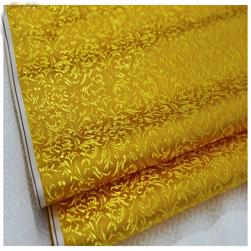 

HLQON brocade malt flower golden fabric patchwork felt tissue telas bed sheet cheongsam dress children coat cloth 75cm width