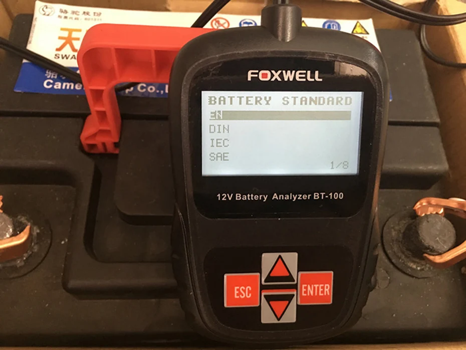 FOXWELL BT100 Pro 12 в цифровой автомобильный тестер батареи для свинцово-кислотных затопленных AGM гель 6 в 12 Вольт Автомобильный анализатор батареи 1100CCA