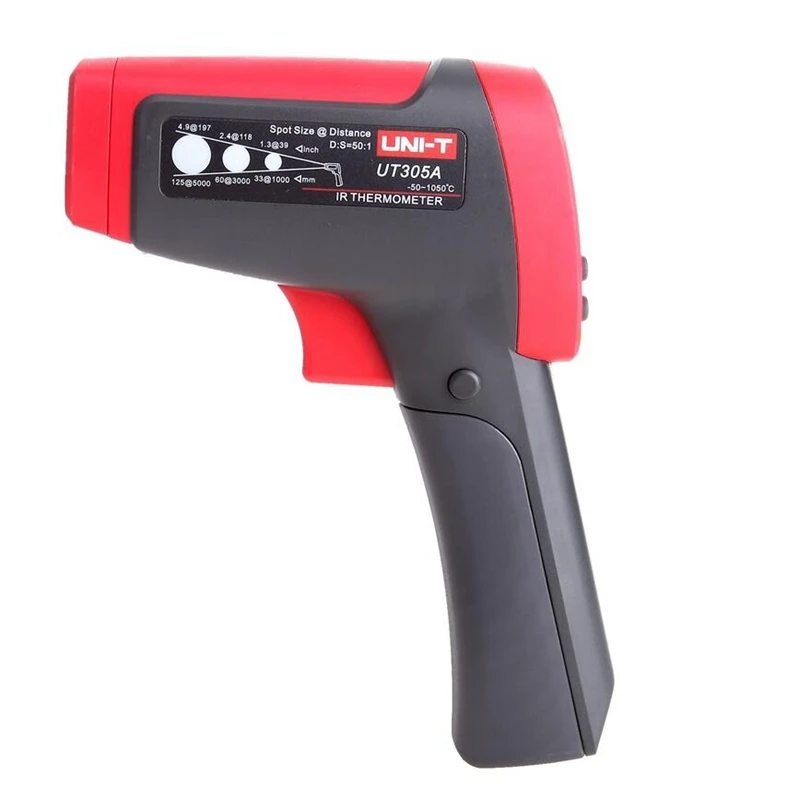 

Uni T UT305A Infrared IR Laser Thermometer Temperature Gun -50C-1050C 50:1 D:S ratio /K-type Temperature Probe test Data Storage