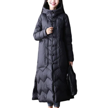 

Winter New Down Jacket Women Fashion Black Long Slim 90% White Duck Down Jackets Women's Casual Hooded White Duck Down Coat B310